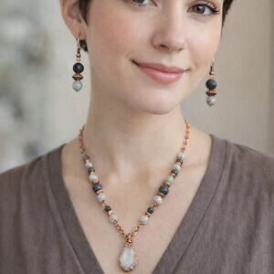 Dendritic Agate 1 1/4" Teardrop Cabochon Indian Agate Beads 20 inches black gray